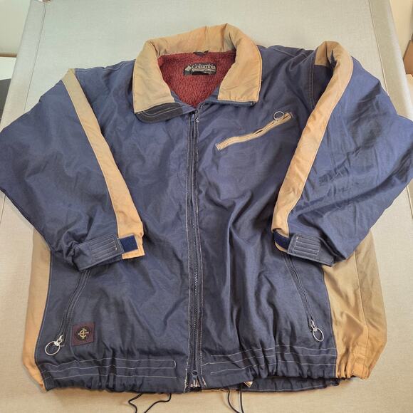 Columbia Convert Men’s XL Vintage 90s Jacket Navy Tan Sherpa Lined - Picture 1 of 16